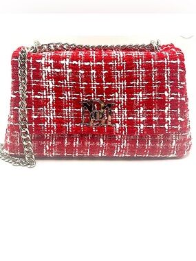 🆕Bagley Mishka tweed messenger bag chain strap NEW WITH TAGS
